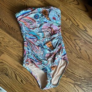 J Crew Paisely bandeau swimsuit